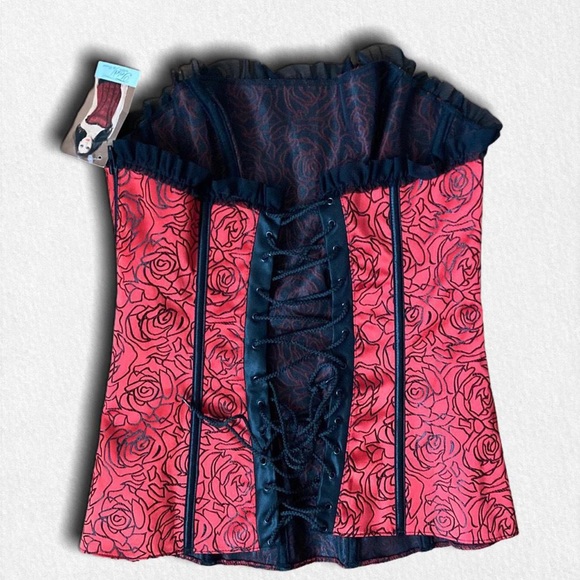 Tesa By Escante Flowers Lace Up Corset Y2K Red 34 - Picture 9 of 13